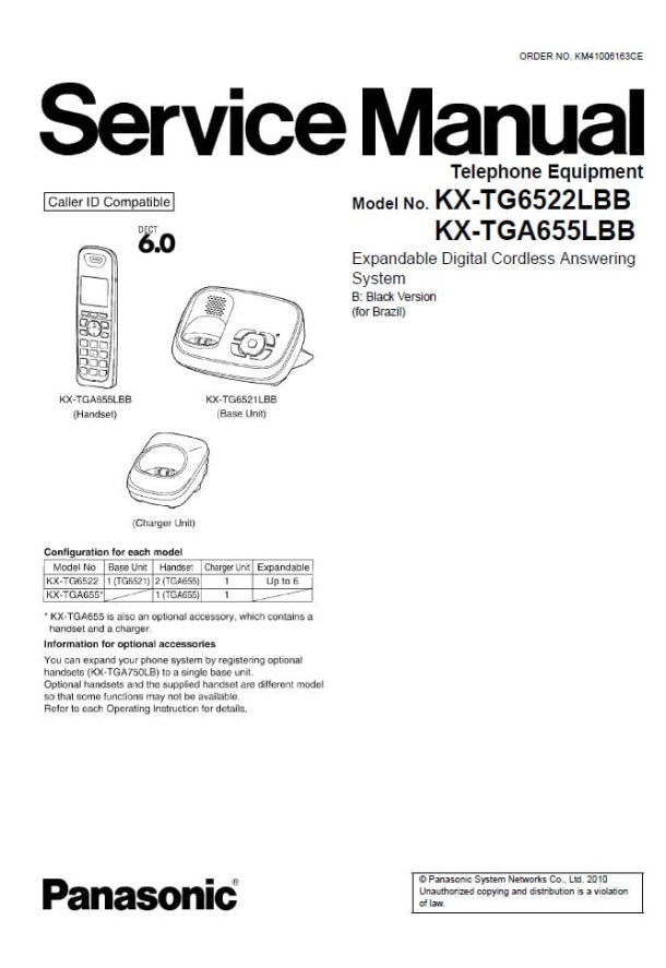 KX-TG6522LBB, KX-TGA655LBB